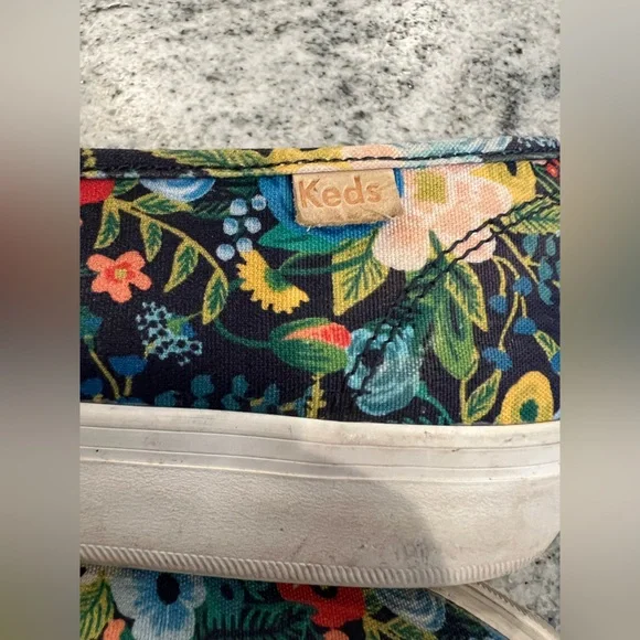 RIFLE PAPER Co. ๐บ KEDS -Sneakers / SlipOns , Blue, Green & Pink Floral Design - Picture 8 of 9